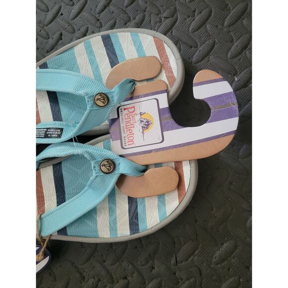 Pendleton Women's Flip Flop‎ Thong Sandals Size 10 Turquoise Teal Western Vaca - Picture 4 of 7